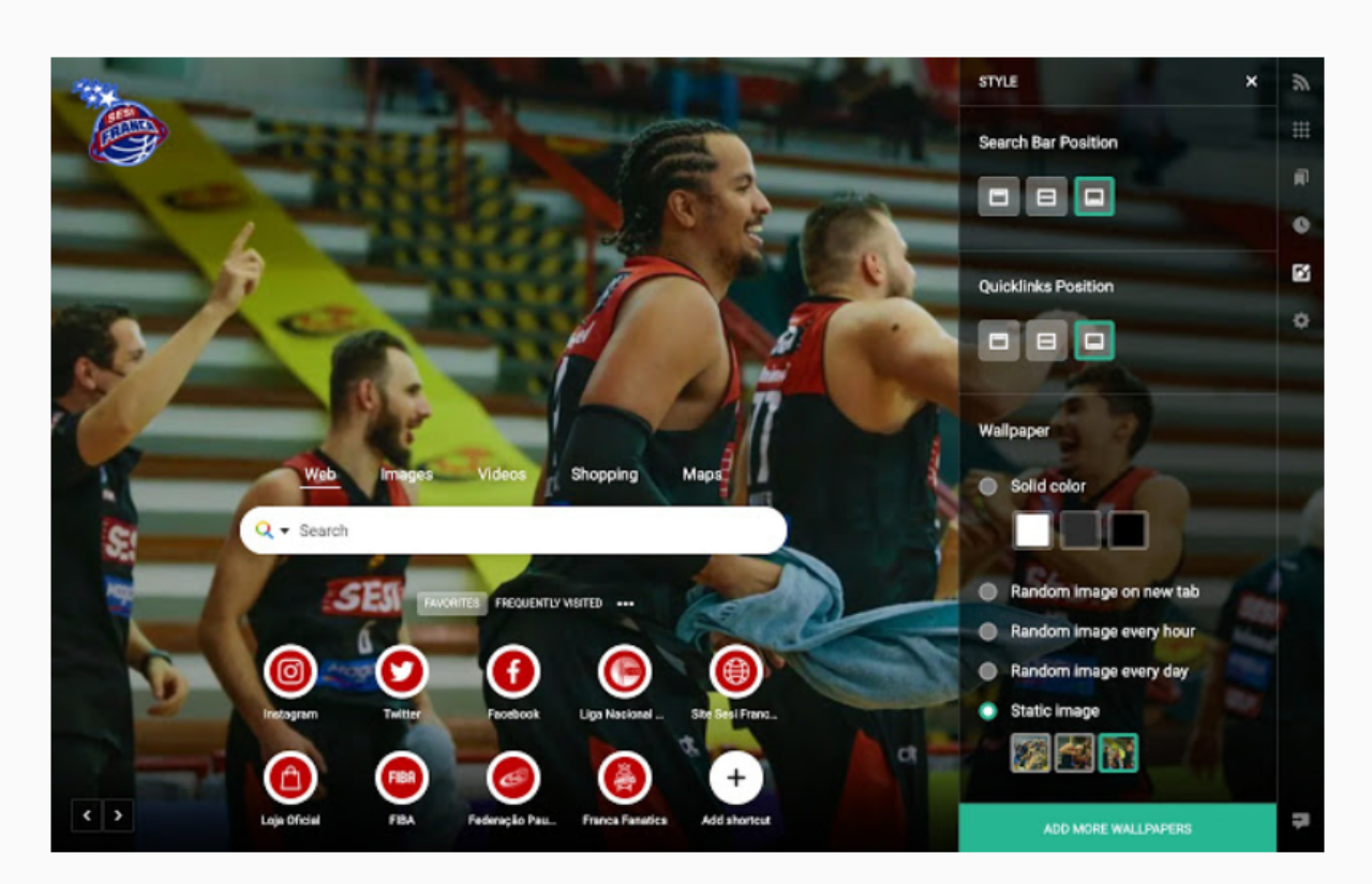 Sesi Franca Basquete lança extensão para página inicial personalizada no Chrome e no Edge