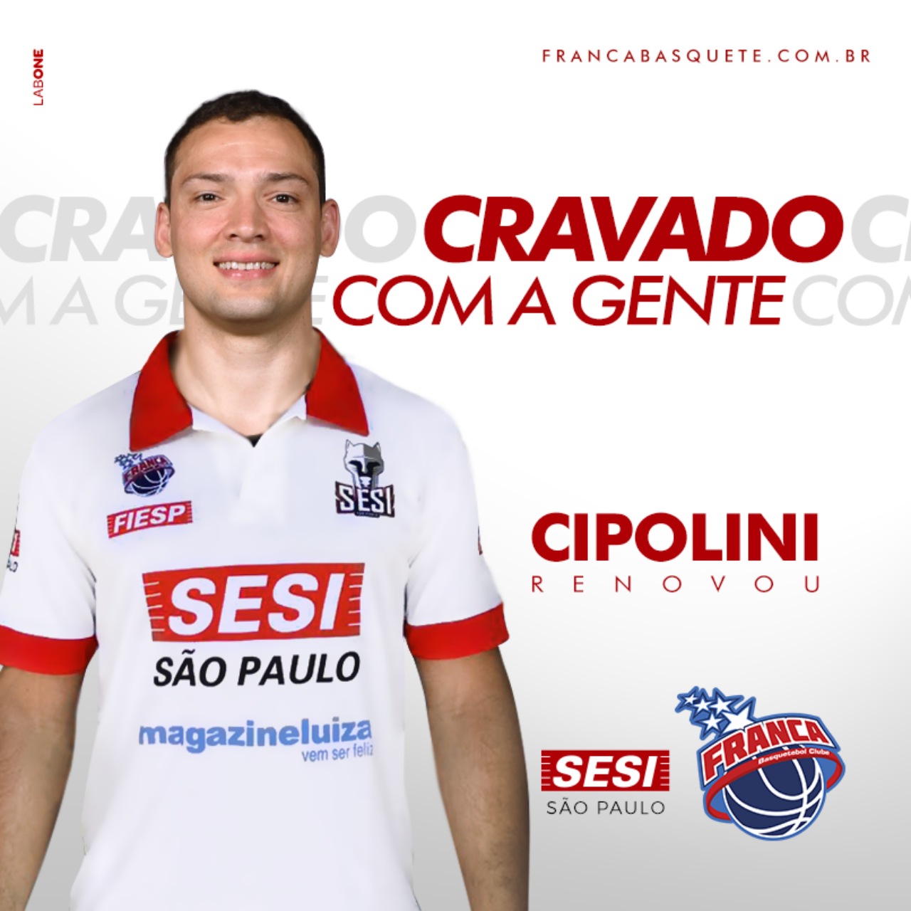 Lucas Cipolini, reboteiro do Sesi Franca Basquete no NBB9, renova contrato